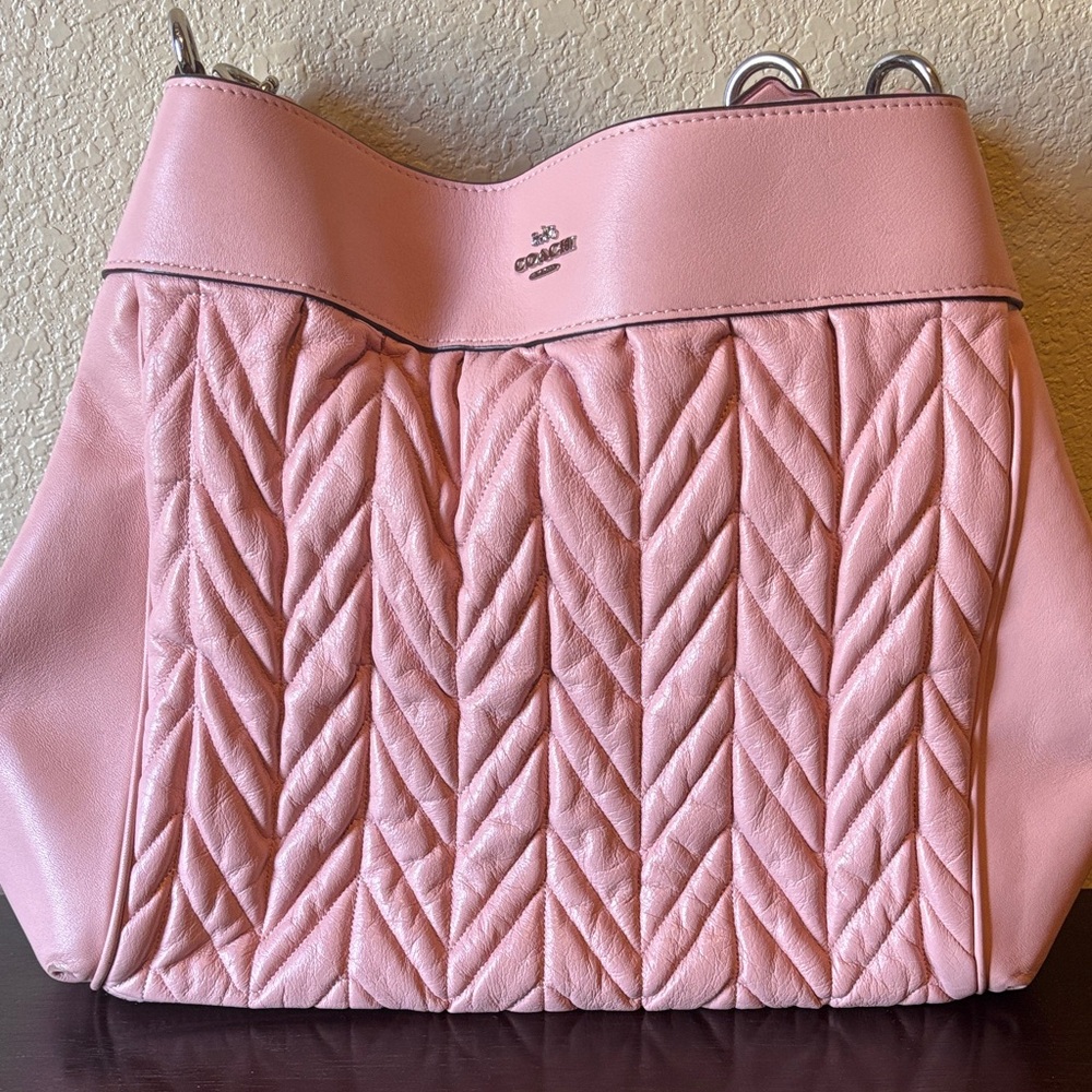 Coach Light Pink Quilted Shoulder Bag